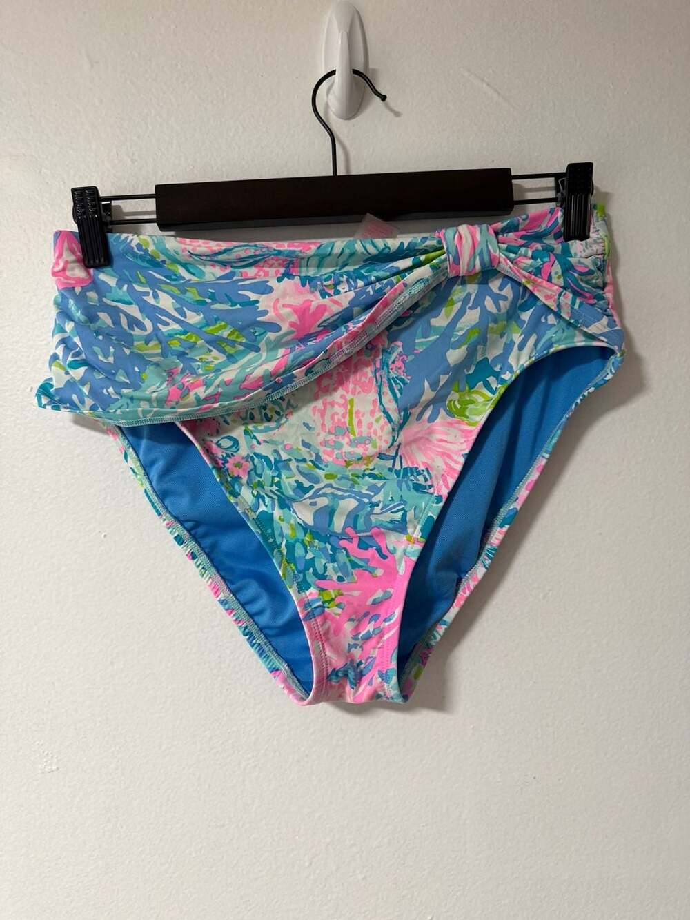 Lilly Pulitzer Lagoon Sarong Hipster Bikini Bottom Fished My Wish Size 6